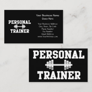 Personal Trainer Black and White Dumbell Training Business Card