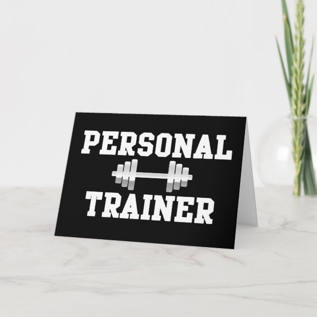 Personal Trainer Black and White Dumbell Training Card (Front)