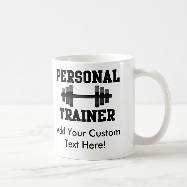 Personal Trainer Black and White Dumbell Training Coffee Mug (Right)