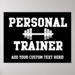 Personal Trainer Black and White Dumbell Training Poster