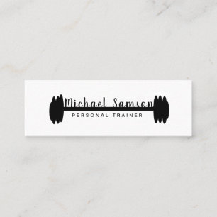 Personal Trainer Black White Weights Mini Business Card