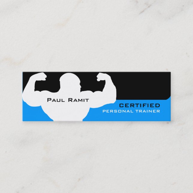 Personal Trainer Blue Black Business Card (Front)