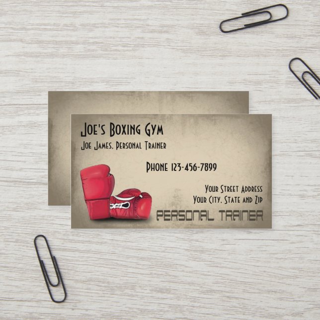 Personal Trainer Boxer Gym Business Card (Front/Back In Situ)