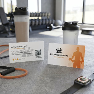 Personal Trainer Business Orange White Card