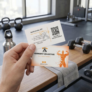 Personal Trainer Business Orange White Card