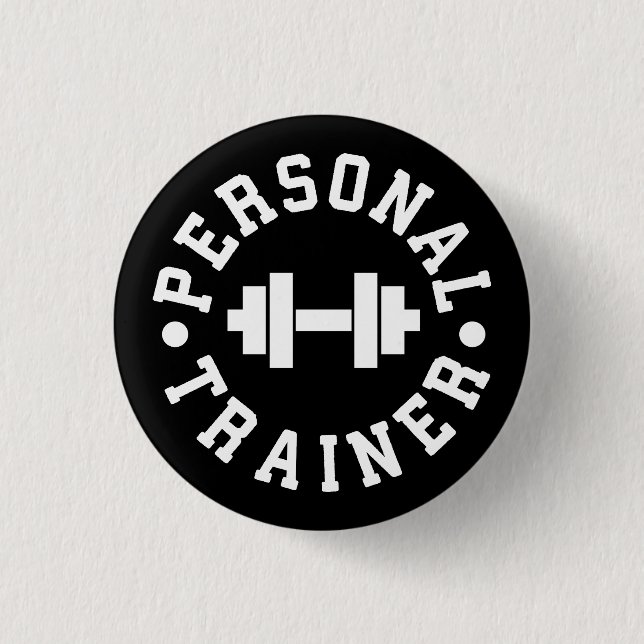 Personal Trainer - Dumbbell Logo - Workout Gym 1 Inch Round Button (Front)