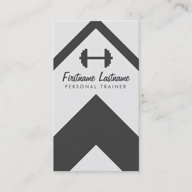 Personal Trainer & Fitness Black & White Business Card (Front)