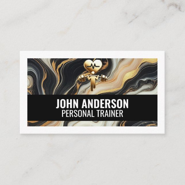 Personal Trainer fitness coach gym health modern Business Card (Front)