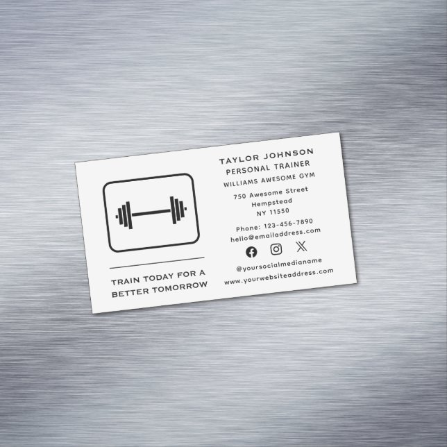Personal Trainer Fitness Instructor Social Media Magnetic Business Card (In Situ)