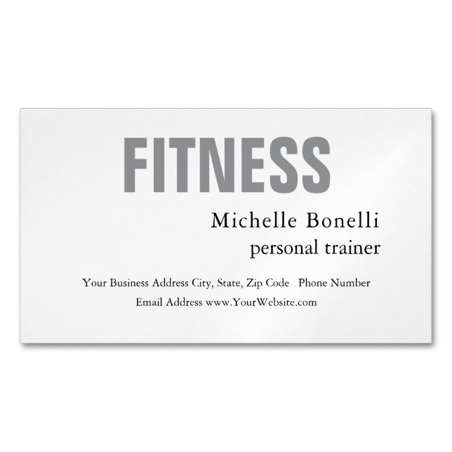 Personal Trainer Fitness Modern Elegant  Magnetic Business Card (Front)