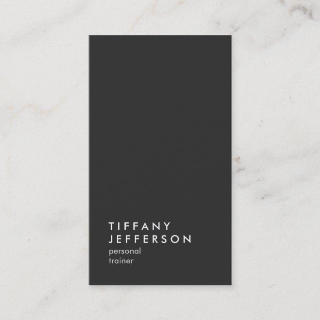 Personal Trainer Fitness Sport Coach Vertical Grey Business Card (Front)