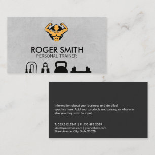 Personal Trainer   Flexing Body Builder   Health Business Card