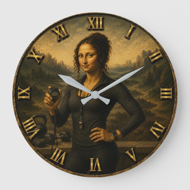 Personal Trainer Funny Mona Lisa Coach Gift  Large Clock (Front)