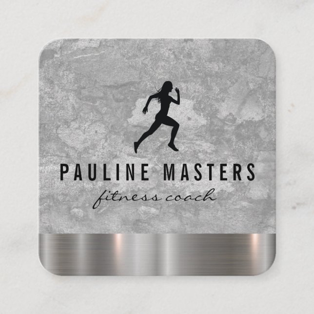 Personal Trainer Grunge Metal Trim Appointment Card (Front)