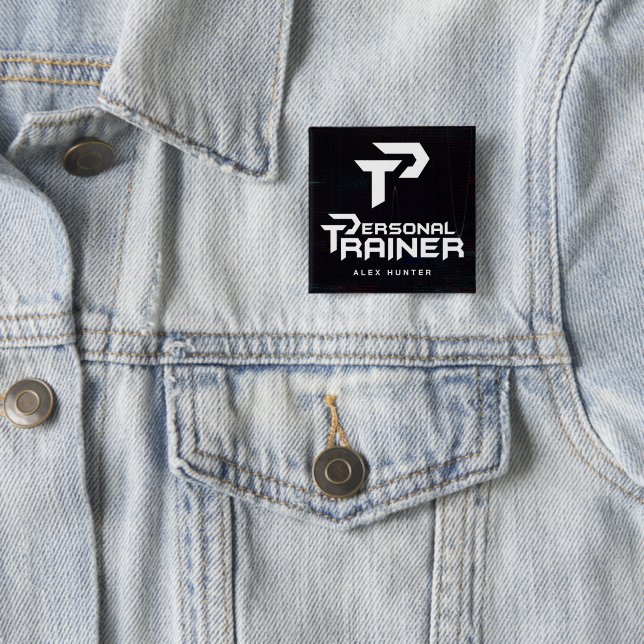 Personal Trainer Gym Fitness Personalized 2 Inch Square Button (In Situ)