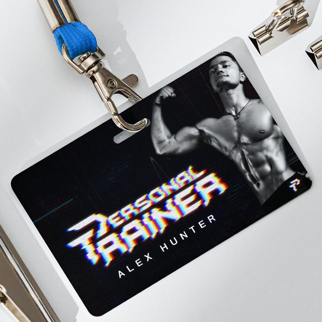 Personal Trainer Gym Fitness Personalized (2 SIDE) Badge (FRONT)