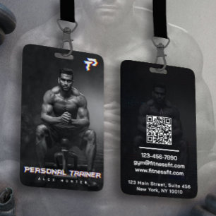 Personal Trainer Gym Fitness Personalized (2 SIDE) Badge