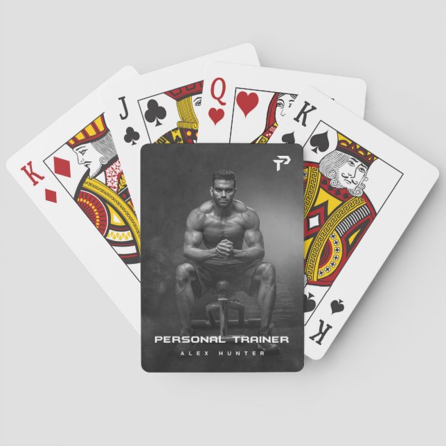 Personal Trainer Gym Fitness Personalized (2 SIDE) Playing Cards (Back)