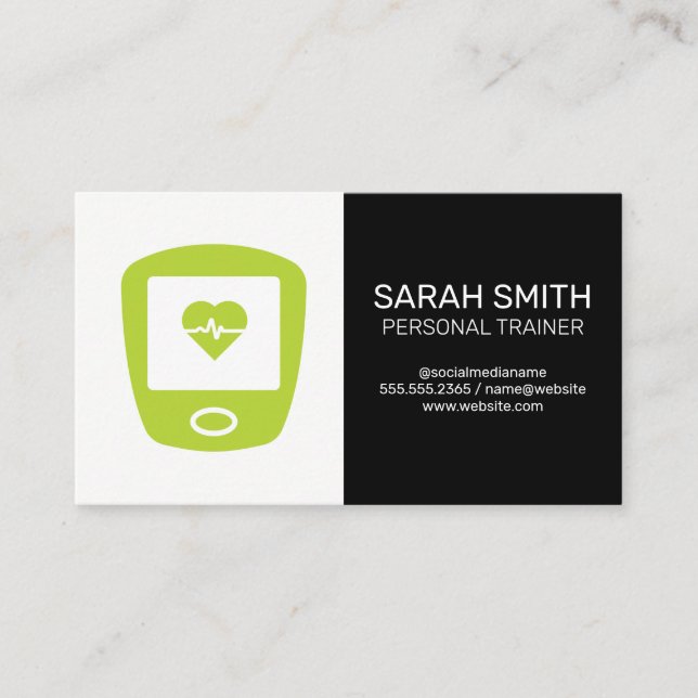 Personal Trainer | Heart Monitor Sensor Business Card (Front)
