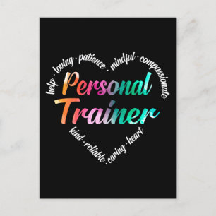 Personal Trainer Heart Word Cloud Watercolor Holiday Postcard