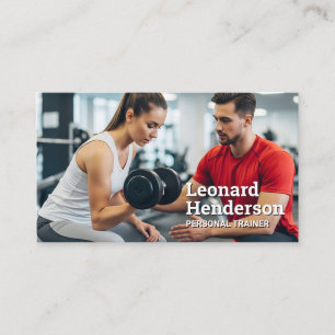 Personal Trainer Helping Woman at Gym Business Card