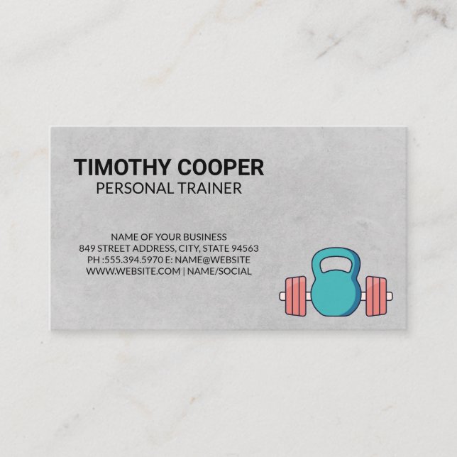 Personal Trainer | Kettle Bell Barbell Weights Business Card (Front)