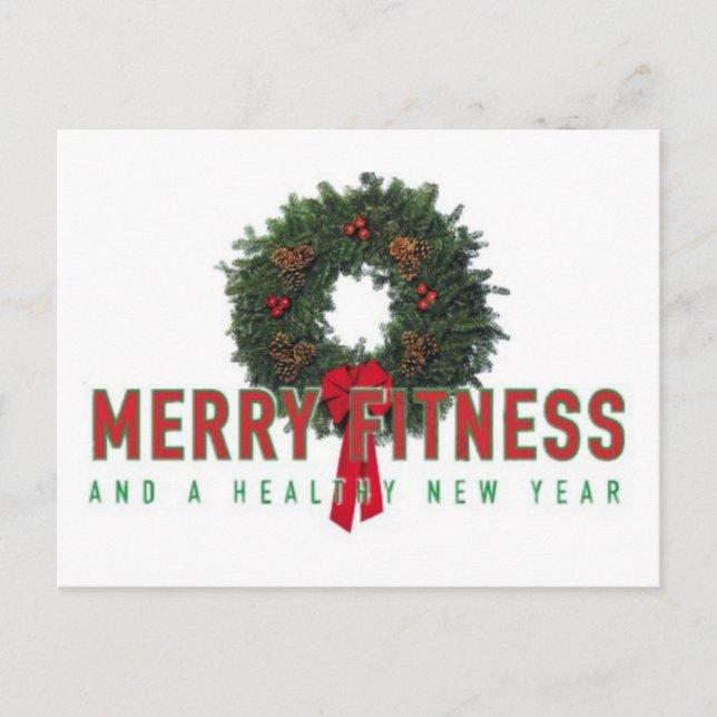 Personal Trainer MERRY FITNESS Holiday Postcard (Front)