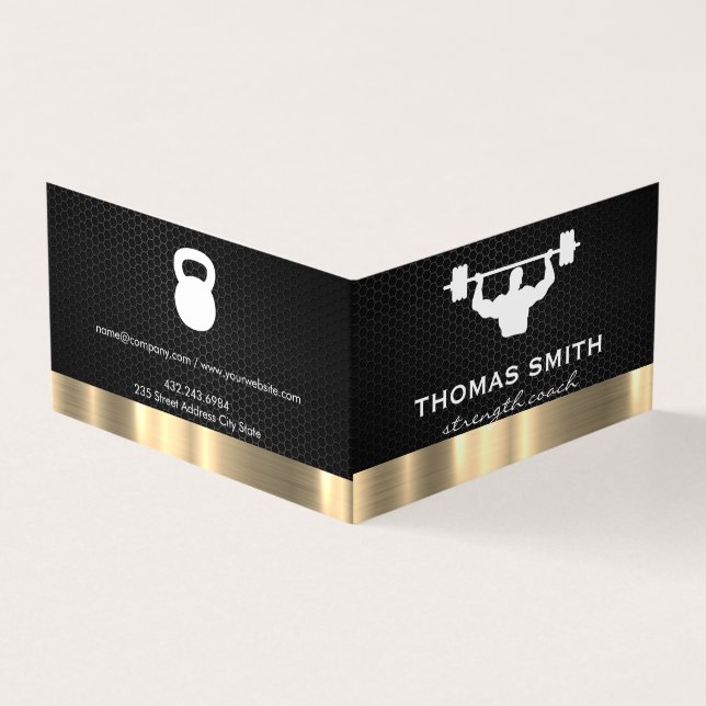 Personal Trainer Metallic Gold Trim Business Card (Outside)
