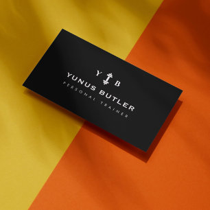 Personal Trainer Monogram Simple black  Business Card