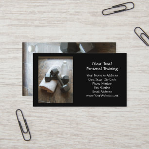 Personal Trainer or Fitness Dumbells Towel & Water Business Card