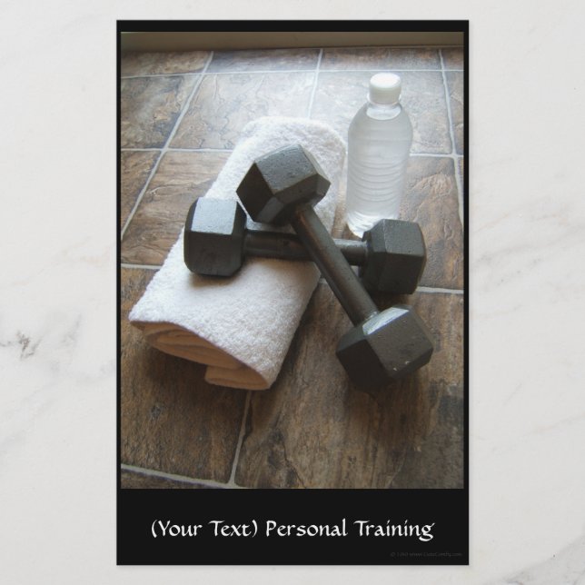 Personal Trainer or Fitness Dumbells Towel & Water Flyer (Front)