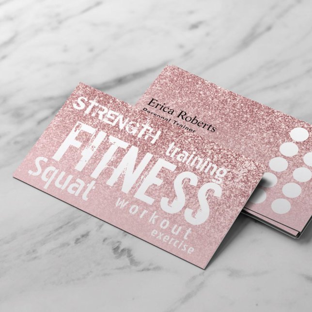 Personal Trainer Rose Gold Glitter Fitness Loyalty Card (Creator Uploaded)