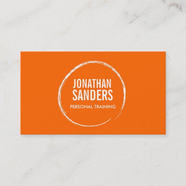PERSONAL TRAINER SKETCH LOGO on Orange Business Card (Front)