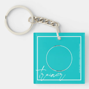 Personal Trainer   Teal Themed QR Code  Keychain