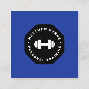  Personal Trainer Training Blue Emblem   Square Business Card