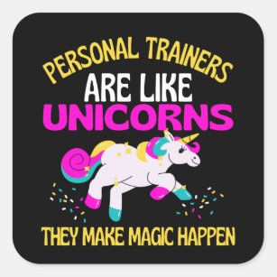Personal Trainer Unicorn , Magical Unicorn Gym Fun Square Sticker