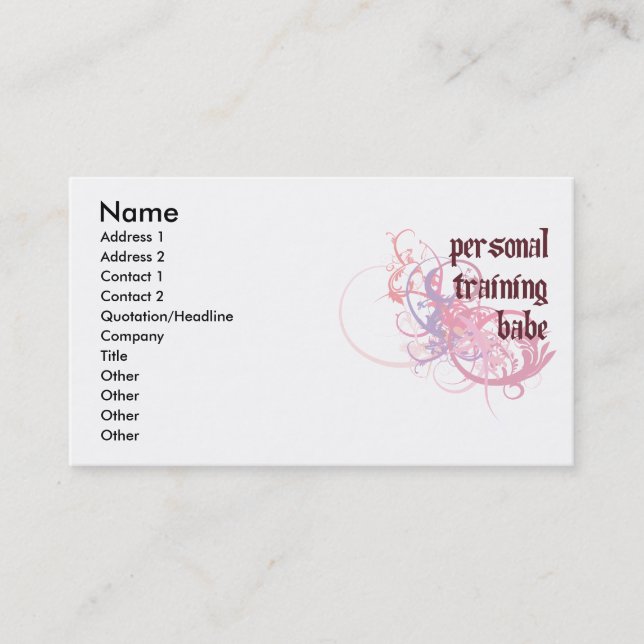 Personal Training Babe Business Card (Front)