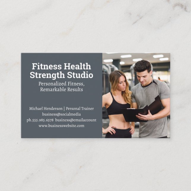 Personal Training Going Over Client Results Business Card (Front)