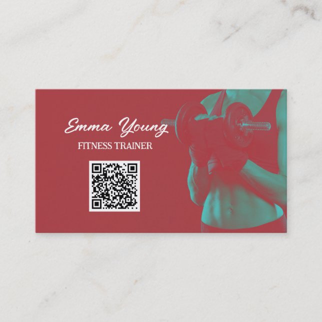 Personal Ttrainer Fitness QR Code Business Card (Front)