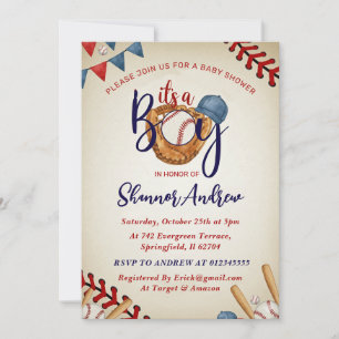 Personal Vintage Baseball Baby Shower Bundle Invitation