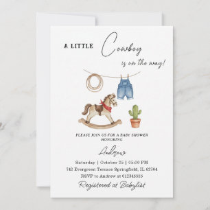 Personal vintage Western Boy Baby Shower Invitation