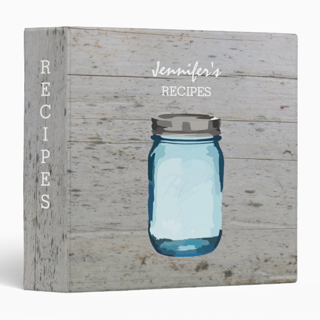 Personal Vintage wood mason jar kitchen recipes Binder (Front/Spine)