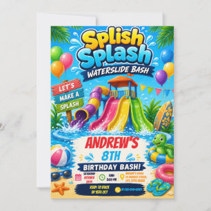 Personal Water Slide Bash Birthday Invitation