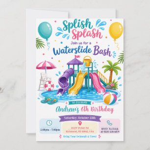 Personal Water Slide Birthday Bash Invitation