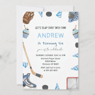 Personal Watercolor Hockey Birthday Party Invitation
