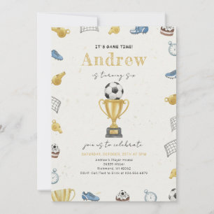 Personal Watercolor Soccer Birthday Party Invitation
