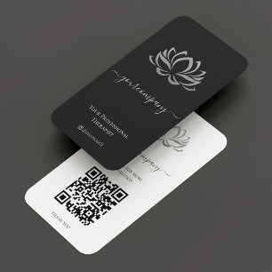Personal Wellness Therapist Elegant Silver Lotus Business Card