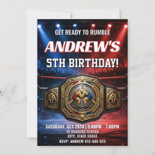 Personal Wrestling Birthday party Invitation
