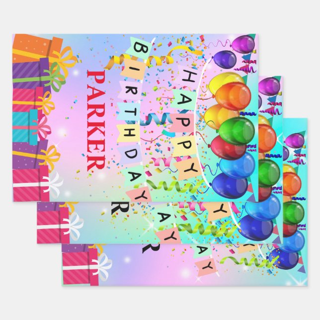Personaled Name Happy Birthday Wrapping Paper (Set)