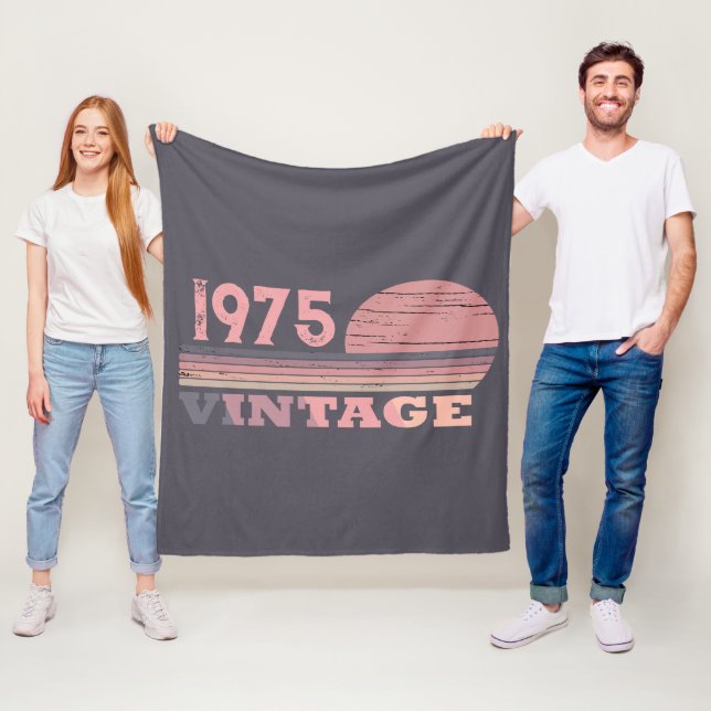 Personaliazed fifty vintage 50th birthday party fleece blanket (In Situ)
